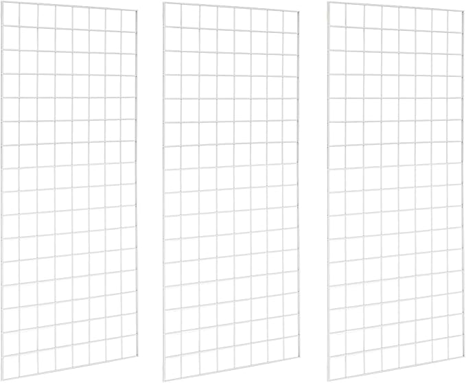 NeeSeeYee Commercial Grade Gridwall Panels – Heavy Duty Grid Panel for Any Retail Display, 2’ Width x 4’ Height, 3 Gridwall Panels Per Carton (White Finish)