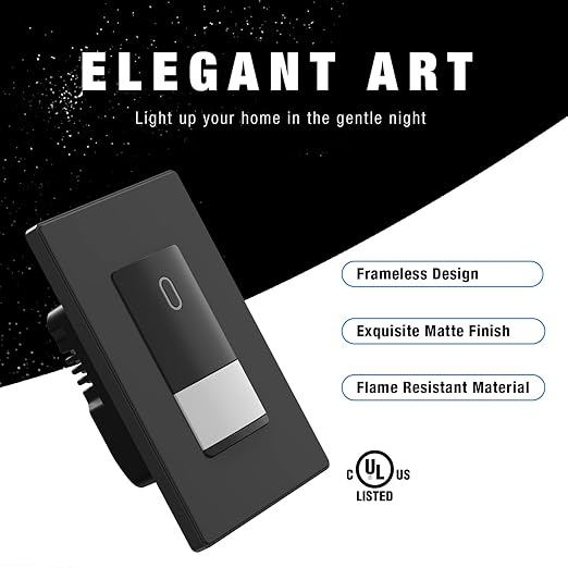 ELEGRP Matte Black Single Pole Occupancy Motion Sensor Light Switch, Need Neutral Wire, 120° Sensor Coverage PIR Infrared Motion Activated, for CFL/LED/MLV/INC/HAL/Fan, UL,1 Pack