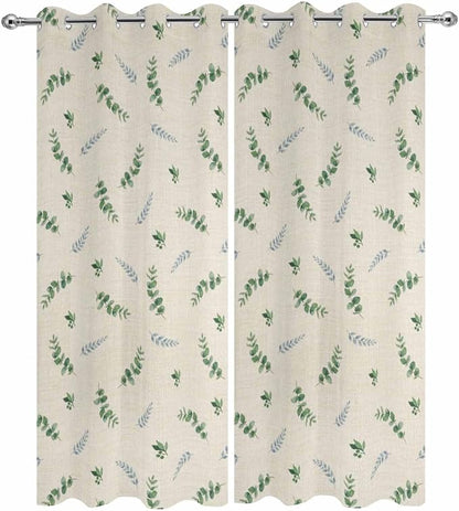 Leaf Outdoor Curtains for Patio Summer Jugal Leaves Pastoral Plant Linen - Image 9