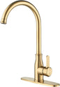 Brushed Gold Kitchen Faucet ，Modern High Arc Bar Sink Faucet ，Commercial by KOHONBY