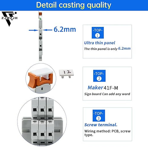 2Pcs Miniature Power Relay DC 24V HF41F/24-ZS 5 Pin 1NO 1NC 6A SPDT with LED Indicator with Socket Base 41F-1Z-C5 with DIN Rail UL Certification