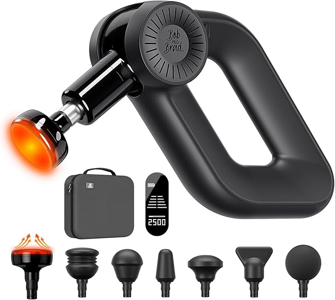 BOB AND BRAD D6 Pro Plus Massage Gun with Heat, Deep Tissue Percussion with 16mm Amplitude, Professional Muscle Massager Gun for Athletes, Quiet Electric Handheld Massager
