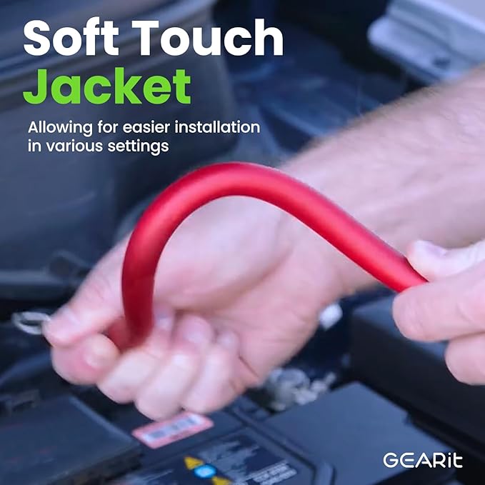 GEARit 8 Gauge Wire (10ft - Red Translucent) Copper Clad Aluminum CCA - Primary Automotive Wire Power/Ground, Battery Cable, Car Audio Speaker, RV Trailer, Amp, Electrical 8ga AWG 10 Feet