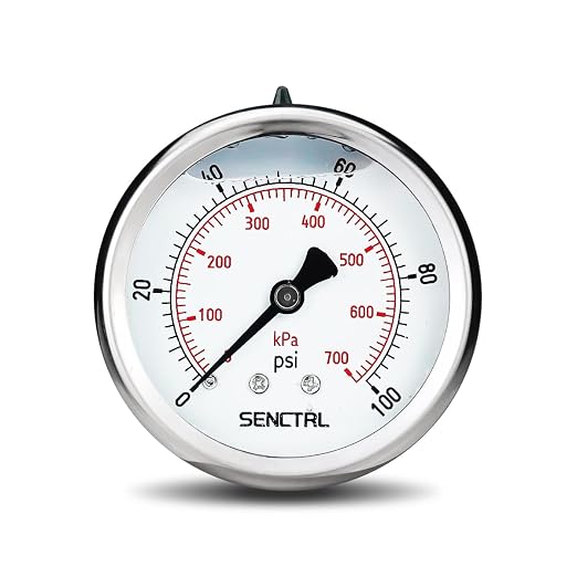 SENCTRL 0-100 Psi Glycerin Liquid Filled Low Pressure Gauge, 2.5" Dial Size by senctrl