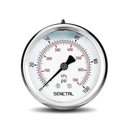 SENCTRL 0-100 Psi Glycerin Liquid Filled Low Pressure Gauge, 2.5" Dial Size by senctrl