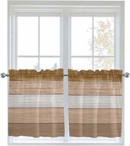 Retro Farm Wood Board Window Valance Curtains, 2 Panel - Image 9