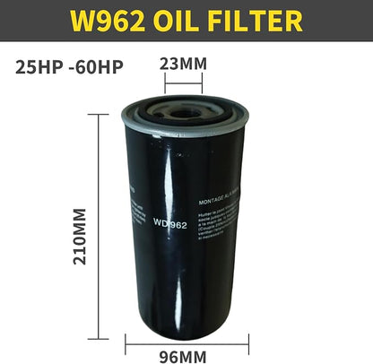 W962 Oil Filter for 25HP-60HP Screw Air Compressor, Industrial Screw Air - Image 2