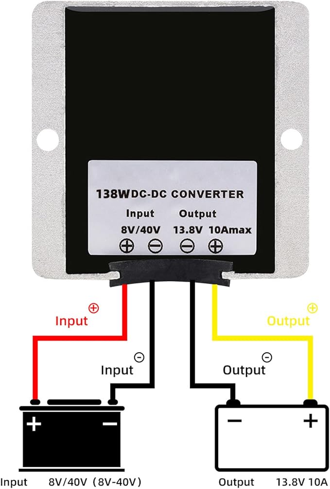 MGGi DC/DC 8V-40V Step Up Step Down to 13.8V 10A 138W, Boost Converter Voltage Regulator, Power Adapter Voltage Booster, Reducer Waterproof Module Transformer for Golf Cart Club Car Truck Vehicle