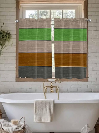Farm Gray Green Brown Wood Grain Window Valance Curtains, Rustic Wooden Plank - Image 5