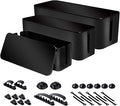 Cable Organizer Box Set of Three, Power Cover Cord Holder Surge Protector for Desk (Black)