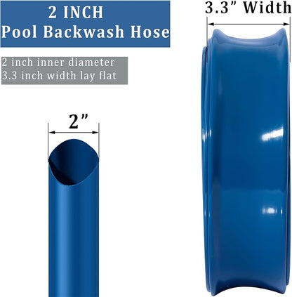 Pool Backwash Hose 2 inch × 100 ft Thicken Blue Water Discharge Pipe Lay Flat - Image 2