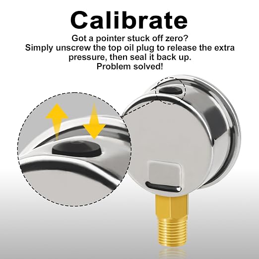 0-300 PSI Heavy-Duty Pressure Gauge, Glycerin-Filled, Stainless Steel, 1/4" NPT - Image 6