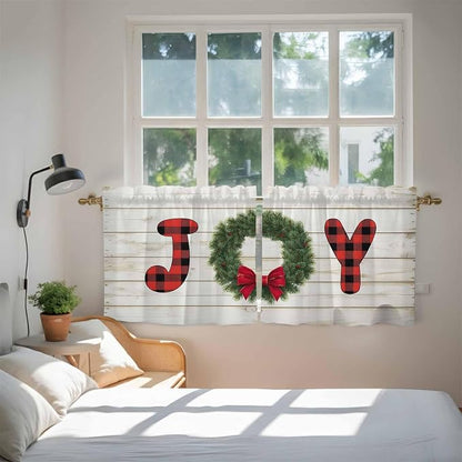Christmas Wreaths Kitchen Tier Curtains 36 Inch Long 2 Panel Set, Rod Pocket - Image 4