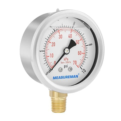 MEASUREMAN 2-1/2" dial, Glycerin Filled, Stainless Steel case, Brass Inside - Image 6