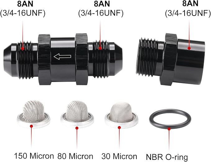 8AN Inline Fuel & Oil Feed Filter Set - Image 2