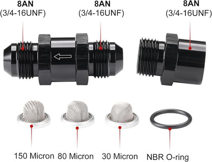 8AN Inline Fuel & Oil Feed Filter Set - Image 2