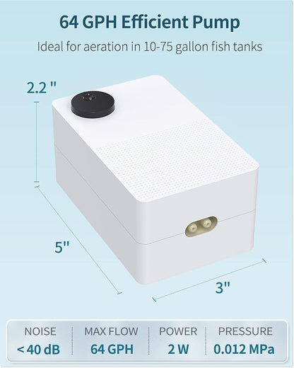 Pawfly Aquarium Air Pump with Nano Bio Sponge Filter Kit Air Control Valve - Image 3