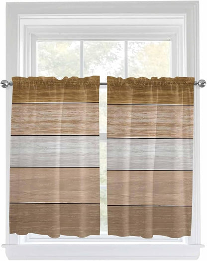 Retro Farm Wood Board Window Valance Curtains, 2 Panel - Image 9