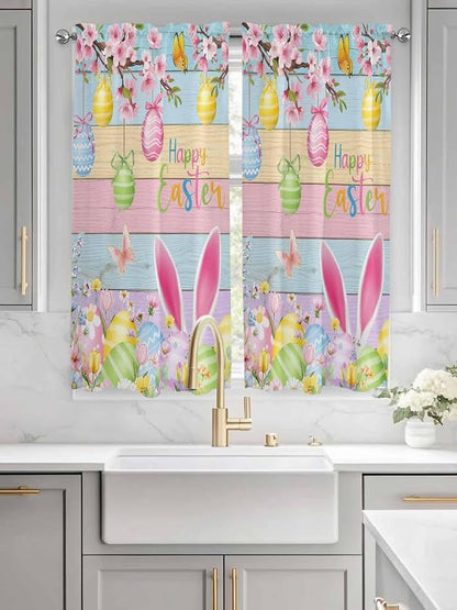 Colorful Easter Bedroom Curtains 63 Inches length, Spring Watercolor Bunny Egg - Image 3