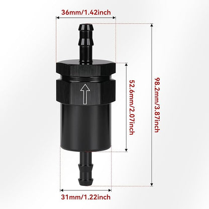 5/16" Billet Inline Fuel Filter 30 Micron Aluminum Black - Image 2