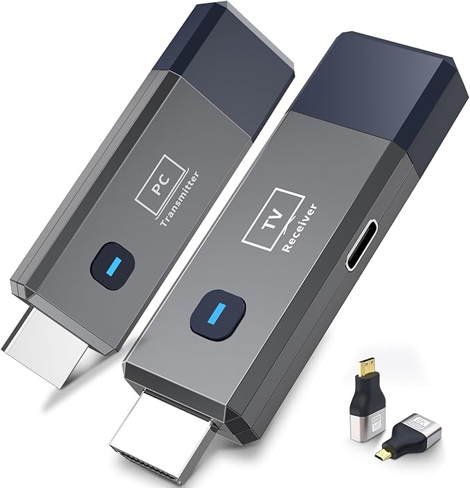 Wireless HDMI Transmitter and Receiver 328ft/100m Extender 4K Decode Input 1080P Output Plug&Play Low-Latency Dual-Band 2.4G/5.8G for Video and Audio to Monitor from PC/Projector/TV Box