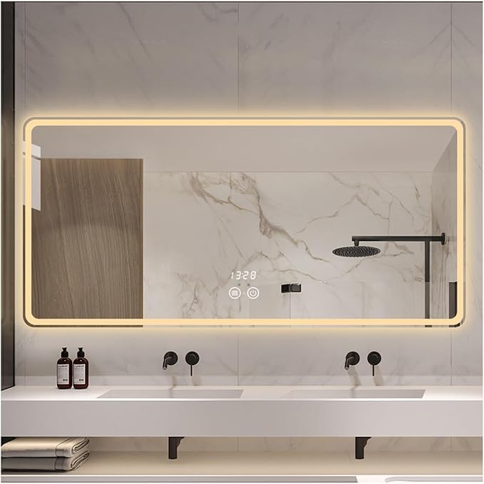 Smart Lighted Bathroom Mirror for Wall，Bathroom Mirror by ZXCASDF