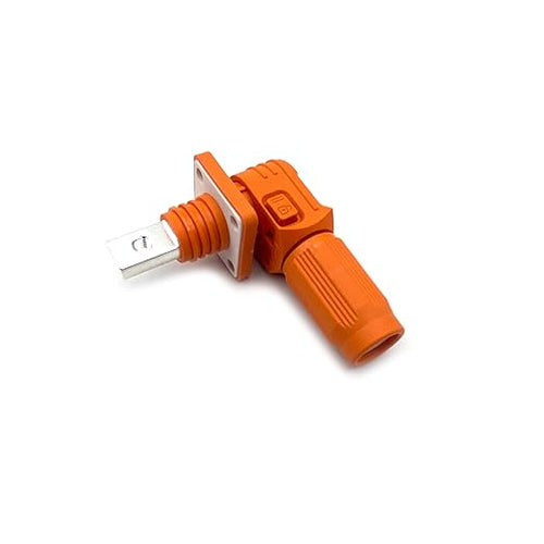 250A Battery Energy Storage Connector, 70mm² High Current Connectors IP67 Waterproof Copper Brand Thread Wiring Power Adapter Quick Plug Terminal Right Angle Plug and Socket (1500V Black+Orange)