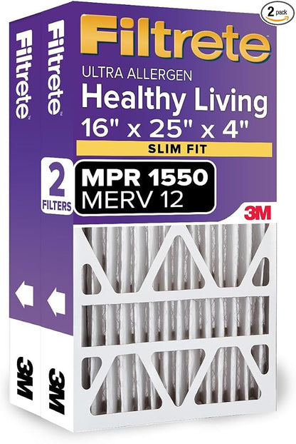 Filtrete 16x25x4, AC Furnace Air Filter, MPR 1550 DP, Healthy Living Ultra by Filtrete