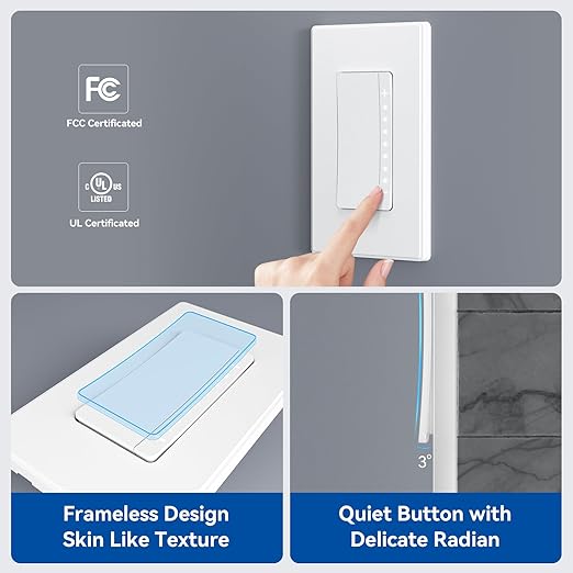 ELEGRP Dimmer Switch, Digital Dimmer Light Switch for LED Lights 150W, INC/HAL 450W, Single Pole LED Dimmer Switch, Needs Neutral Wire, Wall Plate Included, UL Listed, 6 Pack, Matte White