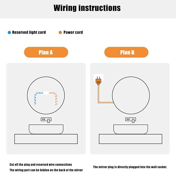 Bathroom Mirror with LED Lights, Wall Mounted Round Mirror, Mirror - Image 6