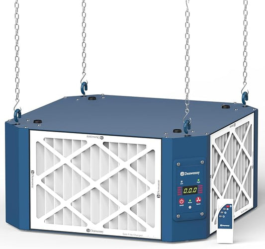 360 Degree Intake Air Filtration System Woodworking, 1050 CFM Hanging Air Filter by Denwenny