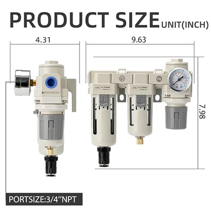 Air Pressure Regulator, Air Moisture Filter 3/4 NPT, Air Compressor Water - Image 3
