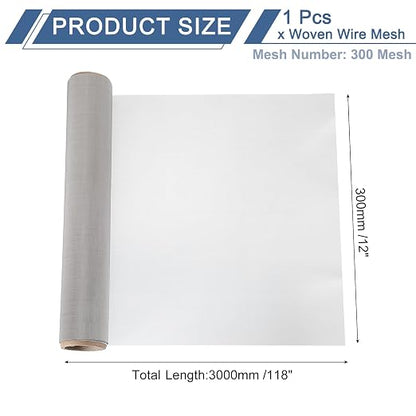 uxcell 300 Mesh 118" x 12" Woven Wire Mesh, 304 Stainless Steel Air Vent Filter - Image 2