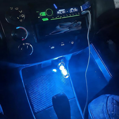 2PCS USB Car LED Interior Lights, Mini Ambient Lighting Accessories, Touch Control Decorative Night Lamps for Vehicle, Bedroom, Camping, Holiday Decor(Blue)