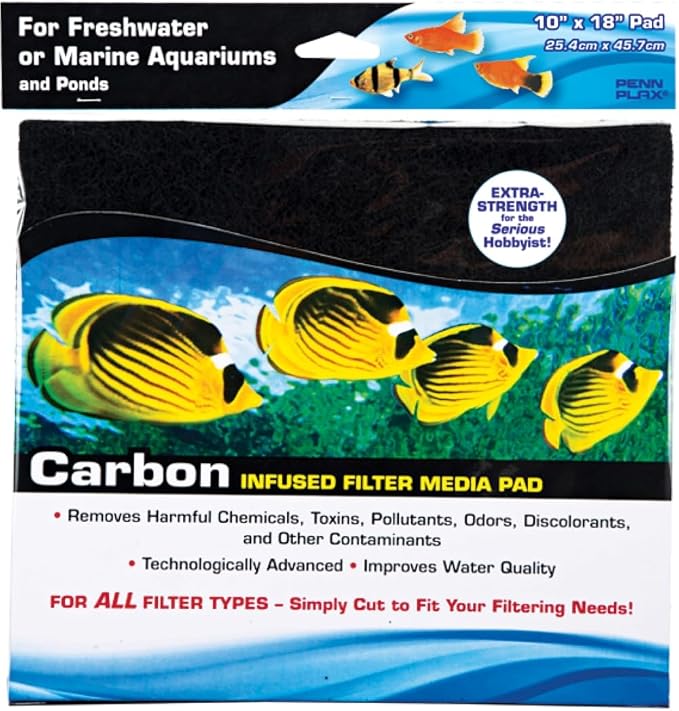 PENN-PLAX Carbon Infused Aquarium Filter Media Pad – Easy to Cut into Any Size by Penn-Plax