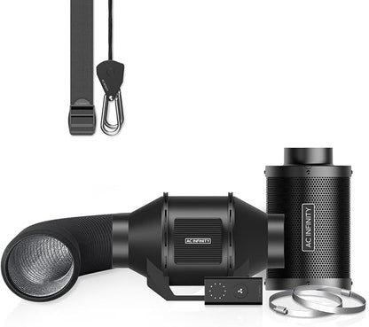 AC Infinity Air Filtration Kit 4”, CLOUDLINE LITE Inline Fan and Carbon Filter by ACInfinity