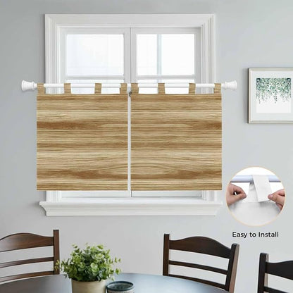 Light Brown Wood Grain Kitchen Curtains 36 Inch Length, Small Window Curtains - Image 4