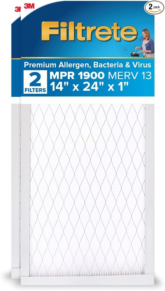 Filtrete 14x24x1 AC Furnace Air Filter, MERV 13, MPR 1900, Premium Allergen by Filtrete