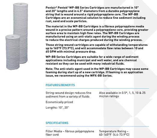 Pentair Pentek WP5BB97P Big Blue Sediment Water Filter, Whole House - Image 2