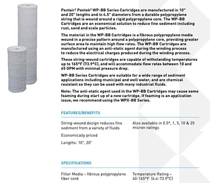 Pentair Pentek WP5BB97P Big Blue Sediment Water Filter, Whole House - Image 2