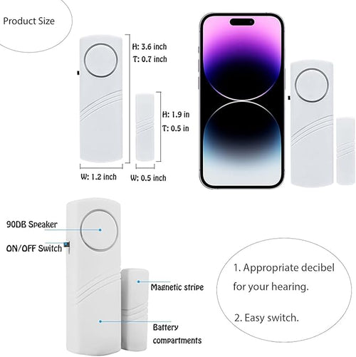 24Pack Door Window Alarms - Wireless DIY Security Sensor for Home, Burglar Alarm for Doors, Windows, Pool, Shed, Caravan, Car | Child Safety & Personal Protection Kit (W-Door Alarm shou 24pcs)