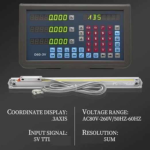 3 Axis Digital Readout DRO for Milling Machine High Accuracy Linear Scale 5um 420mm x 820mmx 470mm Travel Length