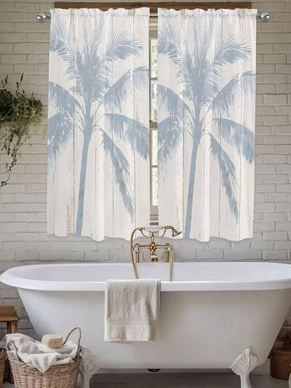 Summer Coconut Tree on Vintage Wood Grain Window Valance Curtains, Seaside - Image 5