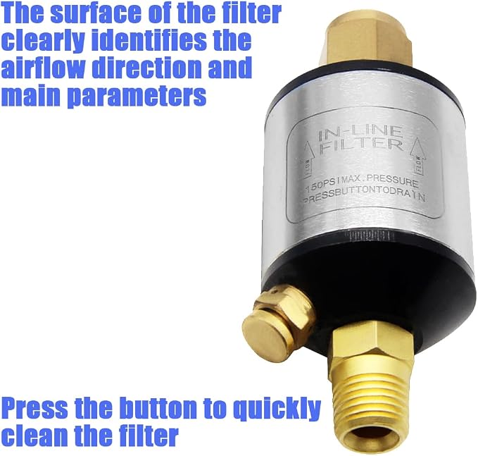 Oil Water Separator for Air Line, 1/4 Inch NPT Inlet and Outlet, Air Compressor - Image 3