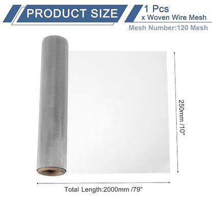 uxcell 120 Mesh 79" x 10" Woven Wire Mesh, 316 Stainless Steel Air Vent Filter - Image 2