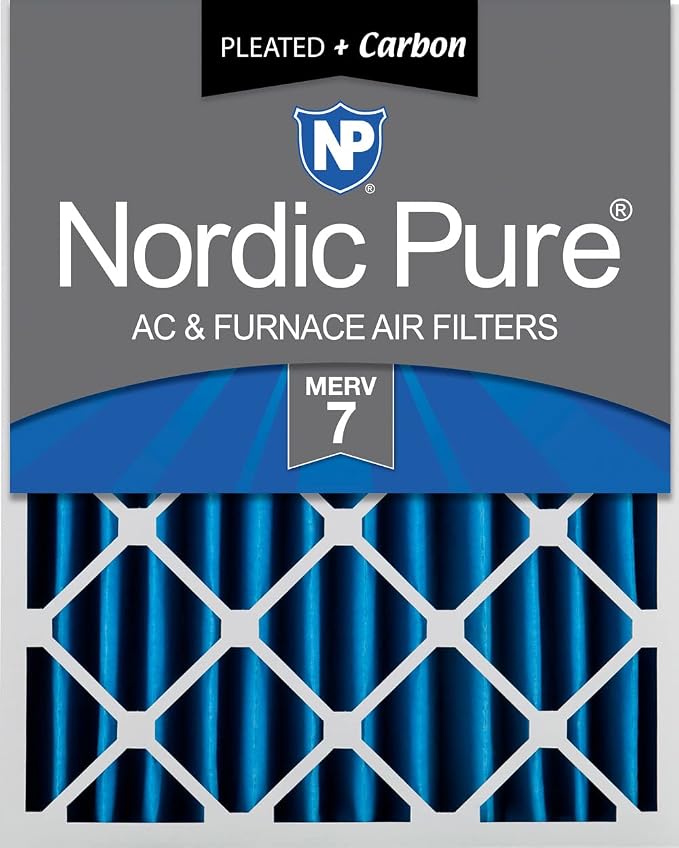 Nordic Pure 16x25x4 Pleated Air Filters MERV 7 Plus Carbon 1 Pack by NordicPure
