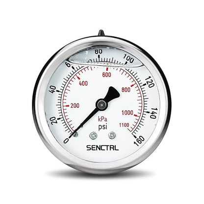 SENCTRL 0-160 Psi Glycerin Liquid Filled Air Pressure Gauge, 2.5" Dial Size by senctrl