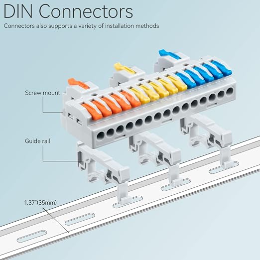 4pcs DIN Rail Terminal Blocks, DIY Splicing Wire Connectors - Image 3