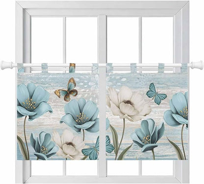 Spring Floral Kitchen Curtains 36 Inch Length, Small Window Curtains Tab Top by Unknown