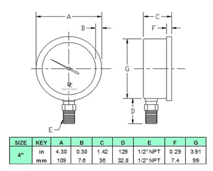 4" Oil Filled Pressure Gauge - Image 6